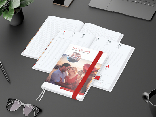 Wochenkalender vorne + Notizen hinten Match-Hybrid Papier-Hardcover, DIN A5, Einband-Material Papier matt