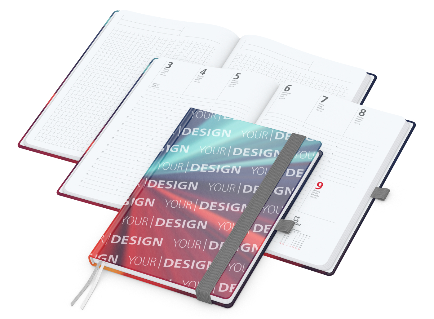 Wochenkalender vorne + Notizen hinten Match-Hybrid Papier-Hardcover, DIN A5, Einband-Material Papier matt