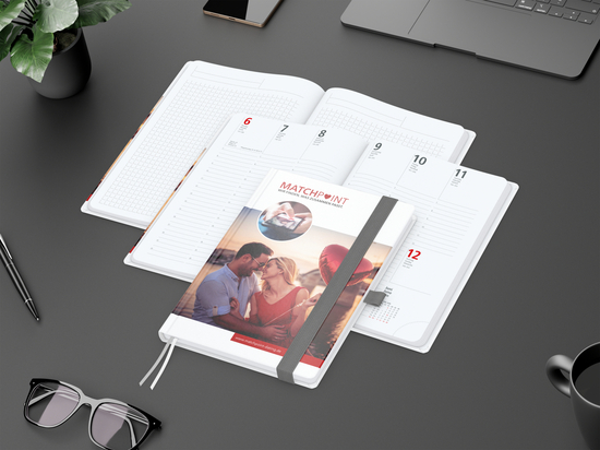 Wochenkalender vorne + Notizen hinten Match-Hybrid Papier-Hardcover, DIN A5, Einband-Material Papier matt