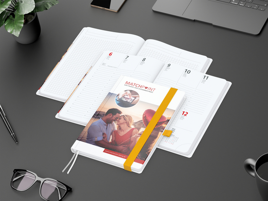 Wochenkalender vorne + Notizen hinten Match-Hybrid Papier-Hardcover, DIN A5, Einband-Material Papier matt