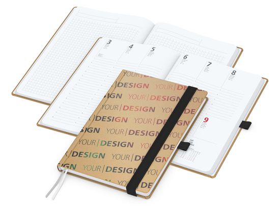 Wochenkalender vorne + Notizen hinten Match-Hybrid Papier-Hardcover, DIN A5, Einband-Material Naturpapier braun