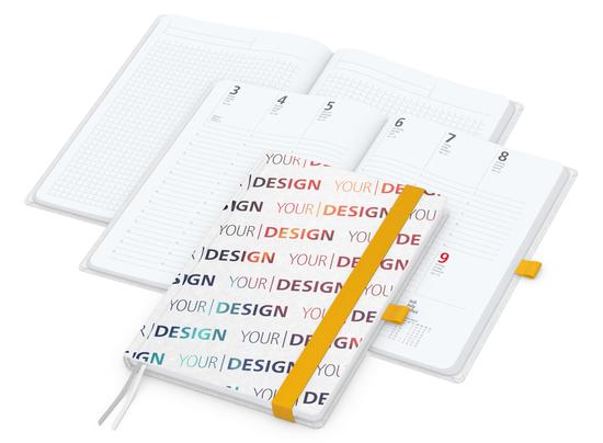 Wochenkalender vorne + Notizen hinten Match-Hybrid Papier-Hardcover, DIN A5, Einband-Material Naturpapier weiß
