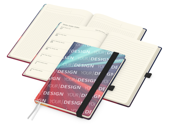Wochenkalender links + Notizen rechts Match-Hybrid Papier-Hardcover A5, Einband-Material Papier glänzend