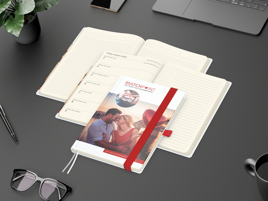 Wochenkalender links + Notizen rechts Match-Hybrid Papier-Hardcover A5, Einband-Material Papier glänzend