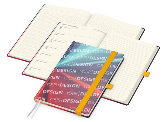 Wochenkalender links + Notizen rechts Match-Hybrid Papier-Hardcover A5, Einband-Material Papier glänzend