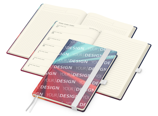 Wochenkalender links + Notizen rechts Match-Hybrid Papier-Hardcover A5, Einband-Material Papier glänzend