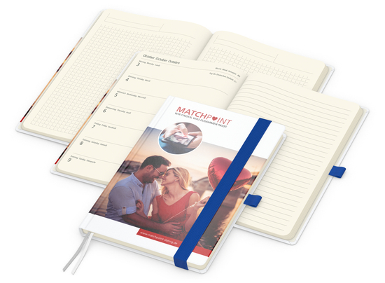 Wochenkalender links + Notizen rechts Match-Hybrid Papier-Hardcover A5, Einband-Material Papier matt