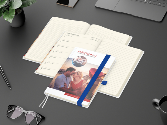 Wochenkalender links + Notizen rechts Match-Hybrid Papier-Hardcover A5, Einband-Material Papier matt