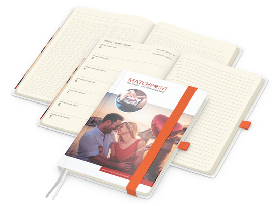 Wochenkalender links + Notizen rechts Match-Hybrid Papier-Hardcover A5, Einband-Material Papier matt