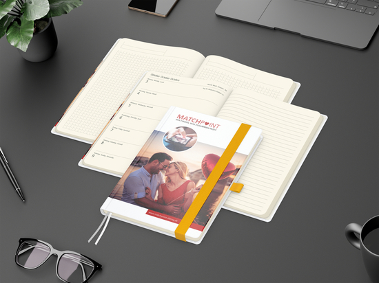 Wochenkalender links + Notizen rechts Match-Hybrid Papier-Hardcover A5, Einband-Material Papier matt