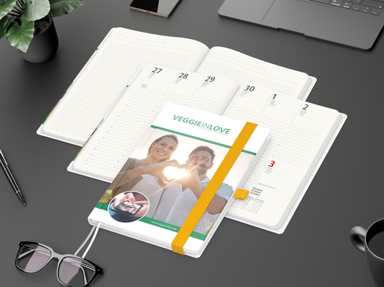 Wochenkalender vorne + Notizen hinten Match-Hybrid RECYCLING Papier-Hardcover A5, Einband-Material recyceltes Naturpapier