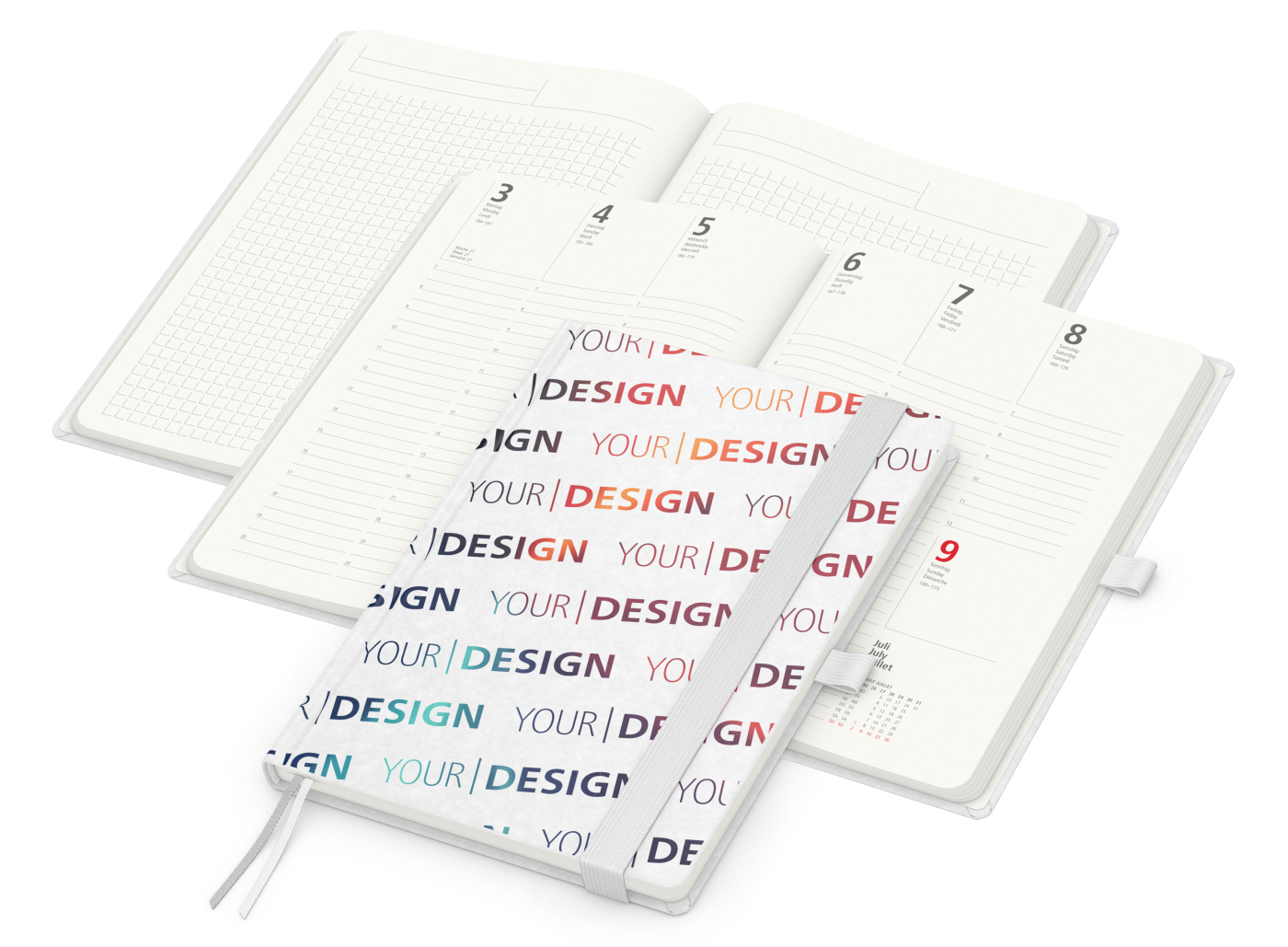 Wochenkalender vorne + Notizen hinten Match-Hybrid RECYCLING Papier-Hardcover A5, Einband-Material recyceltes Naturpapier
