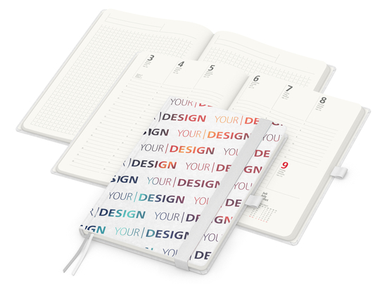Wochenkalender vorne + Notizen hinten Match-Hybrid RECYCLING Papier-Hardcover A5, Einband-Material recyceltes Naturpapier