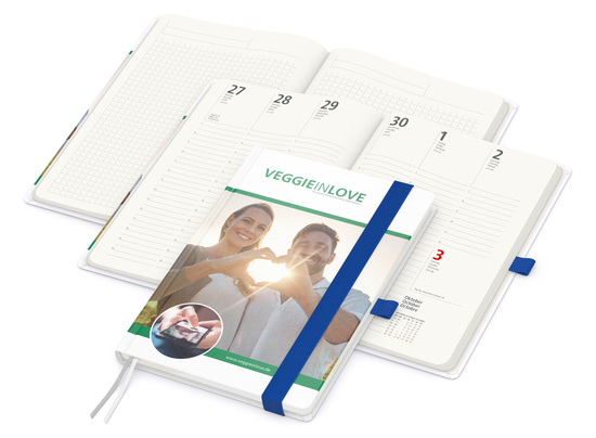 Wochenkalender vorne + Notizen hinten Match-Hybrid RECYCLING Papier-Hardcover A5, Einband-Material recyceltes Papier matt