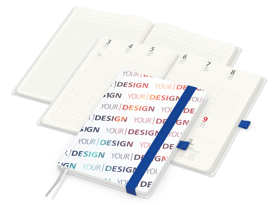 Wochenkalender vorne + Notizen hinten Match-Hybrid RECYCLING Papier-Hardcover A5, Einband-Material recyceltes Papier matt