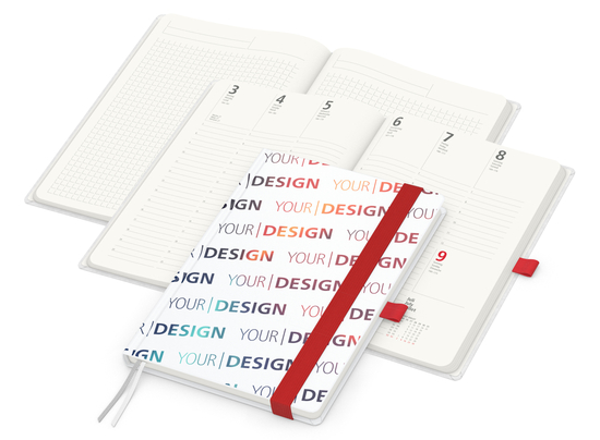 Wochenkalender vorne + Notizen hinten Match-Hybrid RECYCLING Papier-Hardcover A5, Einband-Material recyceltes Papier matt