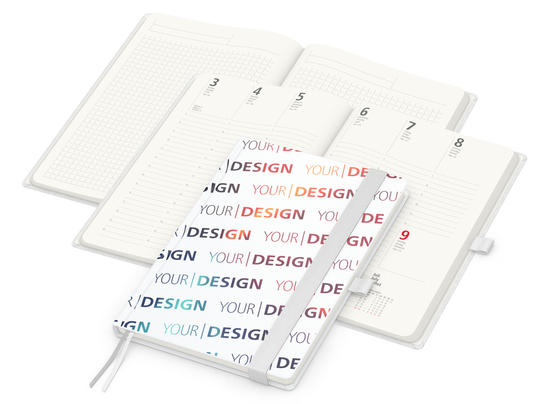 Wochenkalender vorne + Notizen hinten Match-Hybrid RECYCLING Papier-Hardcover A5, Einband-Material recyceltes Papier matt
