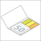 Haftnotiz-Set Berlin Zettel quadratisch Karton-Umschlag mit Buchöffnung, Haftmarker-Material durchgefärbtes Papier, Umschlag-Material Naturkarton braun