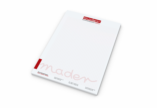 Schreibblock Seiten individuell gestaltbar, Papierformat/Abheftlochung DIN A4 / ohne, Blattanzahl 100