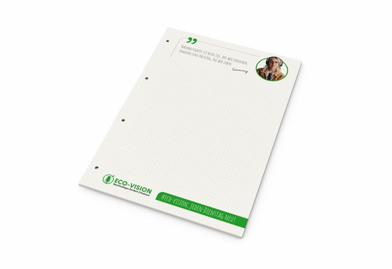 Schreibblock RECYCLING Seiten individuell gestaltbar, Papierformat/Abheftlochung DIN A4 / 4-fach, Blattanzahl 50
