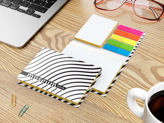 Haftnotiz-Set Budapest Bookcover White Bestseller, gloss-individuell, Farbschnitt gelb