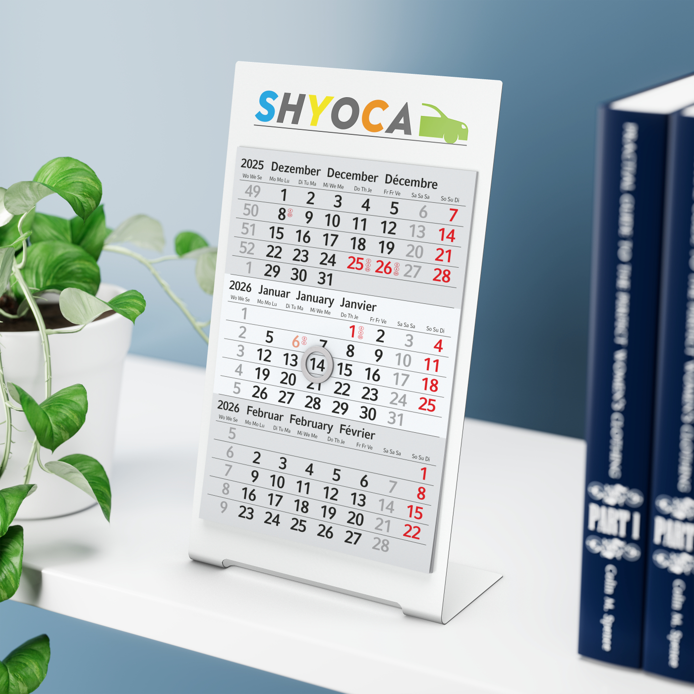 Tischkalender Desktop 3 Color Bestseller, 1 Jahr, weiß