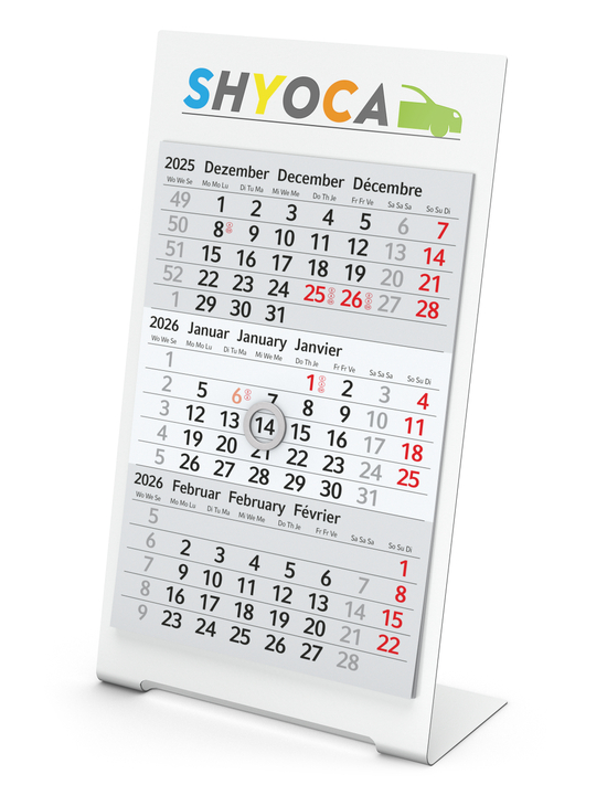 Tischkalender Desktop 3 Color Bestseller, 1 Jahr, weiß