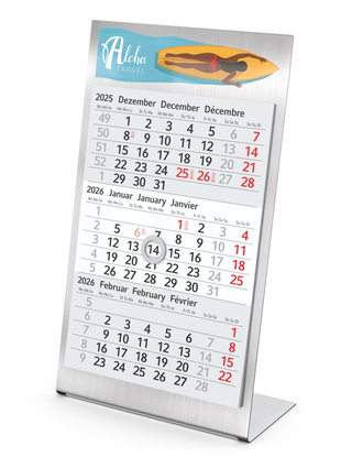 Tischkalender Desktop 3, Jahres-Kalendarium Steel Bestseller