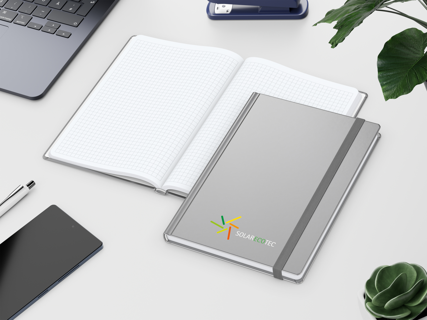 Notizbuch Easy-Book Comfort Bestseller, A5, silber inkl. Siebdruck-Digital