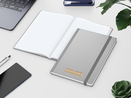 Notizbuch Easy-Book Comfort Bestseller, A5, silber inkl. Goldprägung