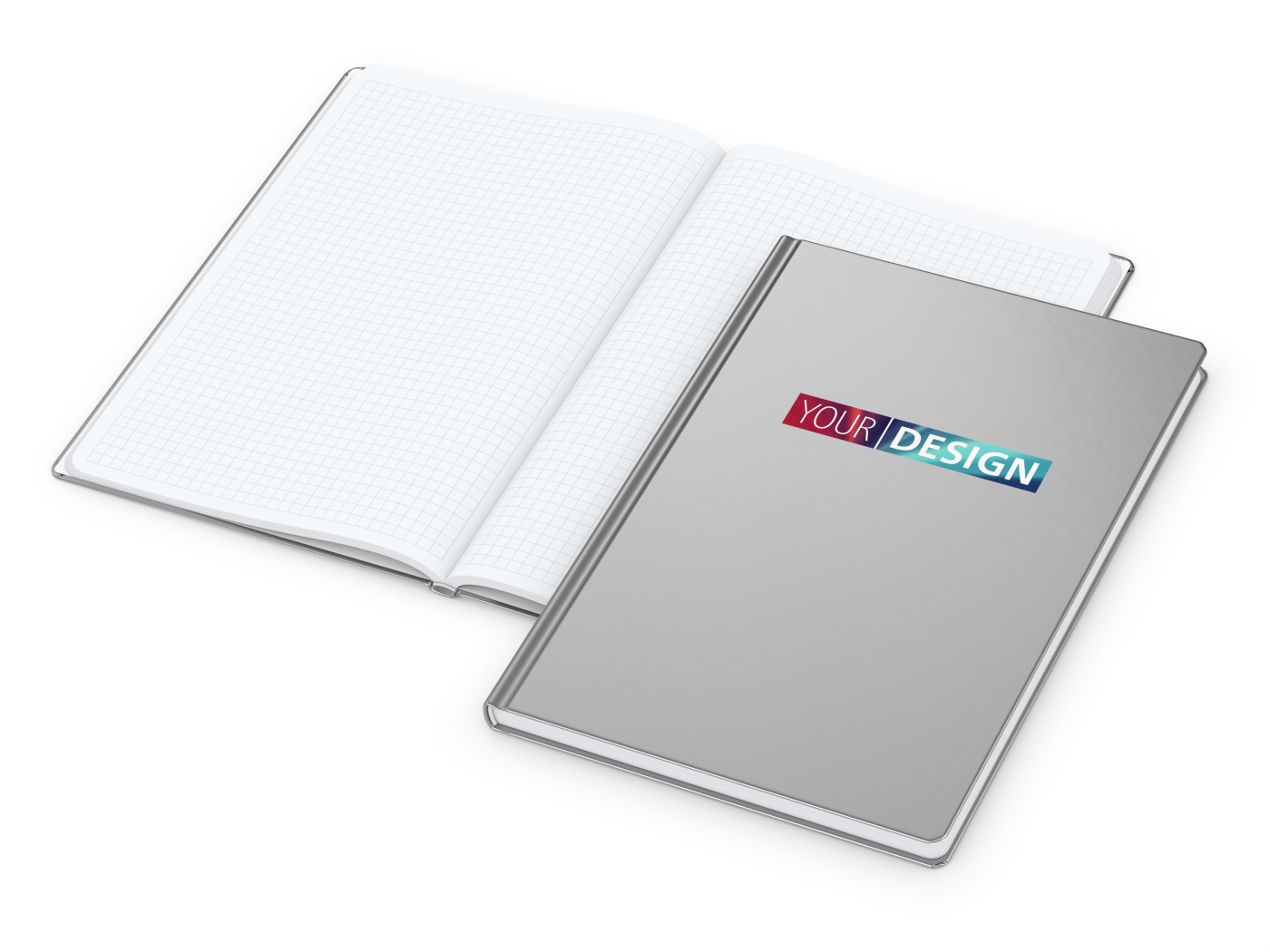 Notizbuch Easy-Book Basic Bestseller, Large, silber inkl. Siebdruck-Digital