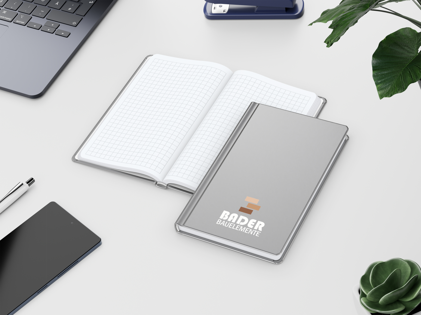 Notizbuch Easy-Book Basic Bestseller, Pocket, silber inkl. Siebdruck-Digital