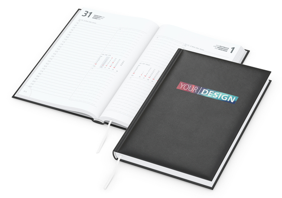 Buchkalender Image Bestseller inkl. Siebdruck-Digital, schwarz