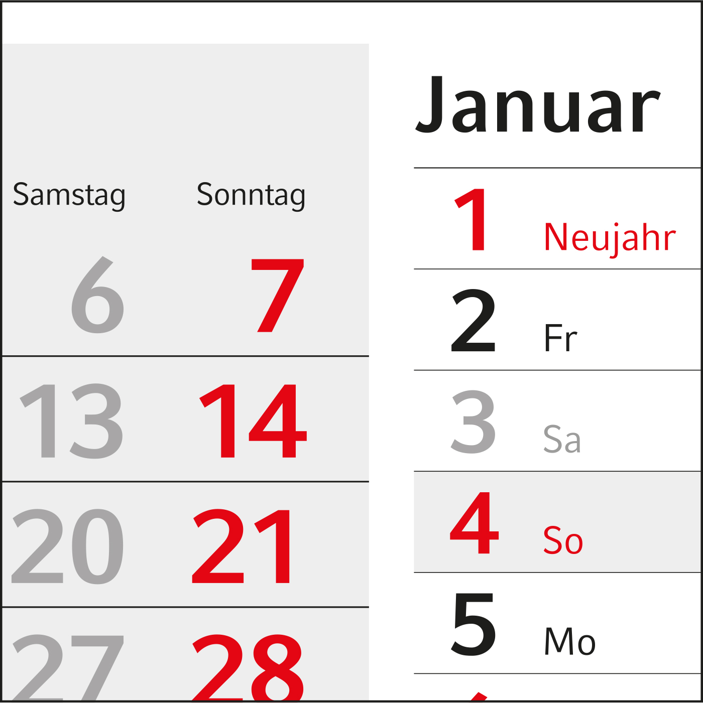 4-Monatskalender Konzept 4 Post Bestseller (Einblatt)