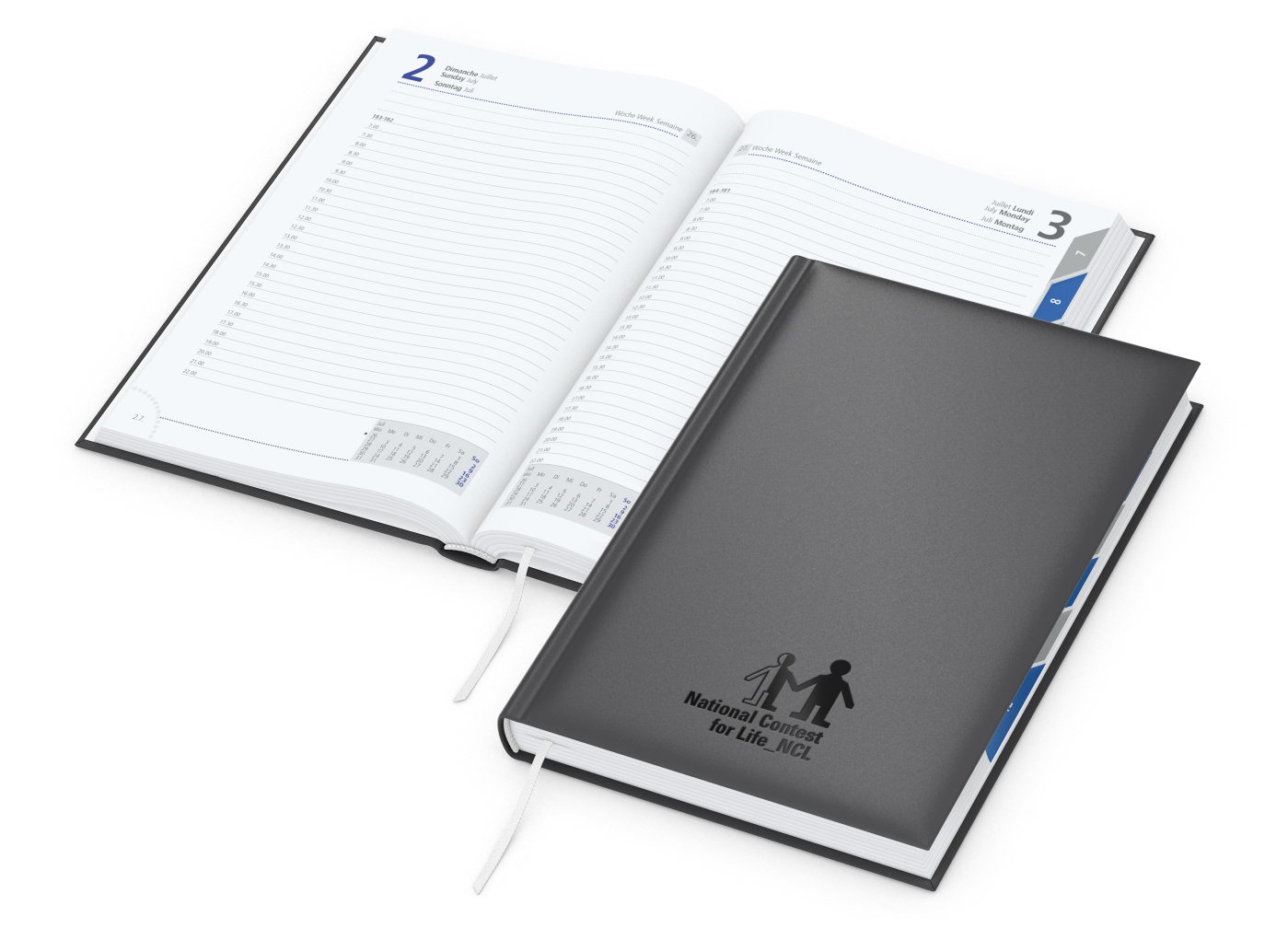 Buchkalender Manager Register Bestseller inkl. Prägung schwarz-glänzend