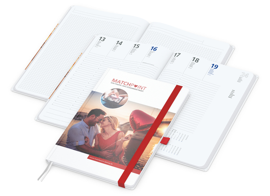 Wochenplaner Match-Hybrid White Bestseller, A4, Cover-Star matt, rot