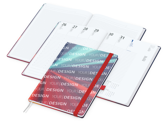 Wochenplaner Match-Hybrid White Bestseller, A4, Cover-Star matt, rot