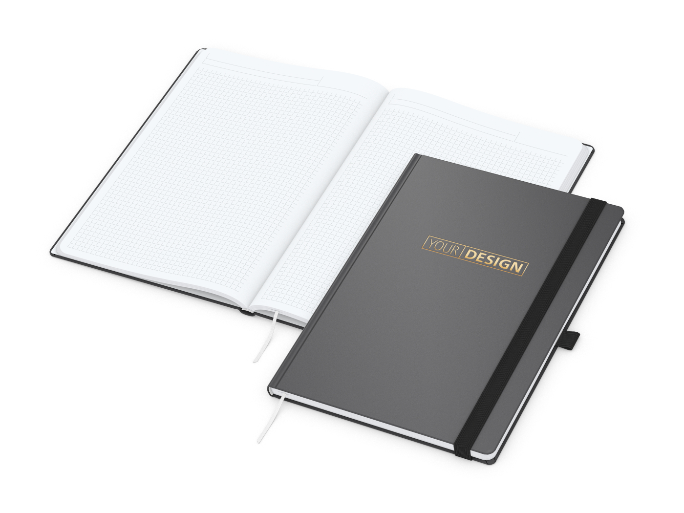 Notizbuch Vision-Book White Bestseller, A4, anthrazit inkl. Goldprägung