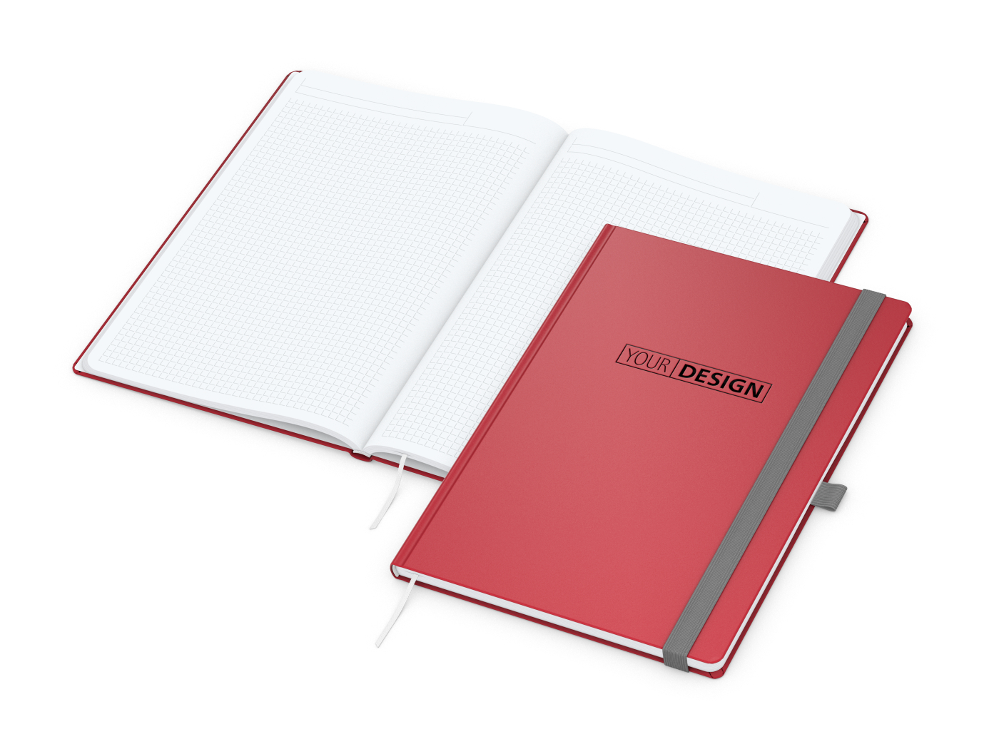 Notizbuch Vision-Book White Bestseller, A4, rot inkl. Prägung schwarz-glänzend