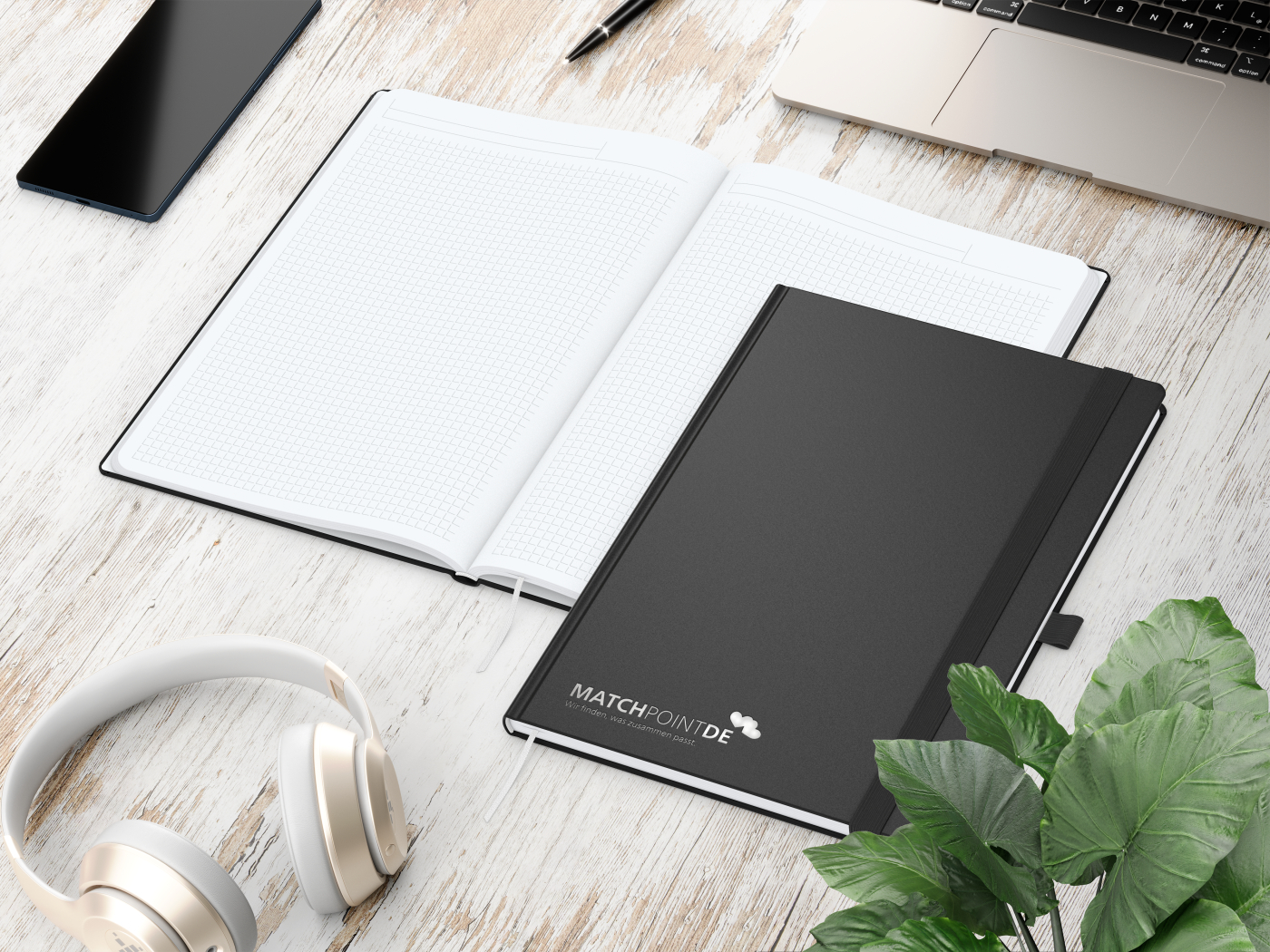 Notizbuch Vision-Book White Bestseller, A4, schwarz inkl. Silberprägung