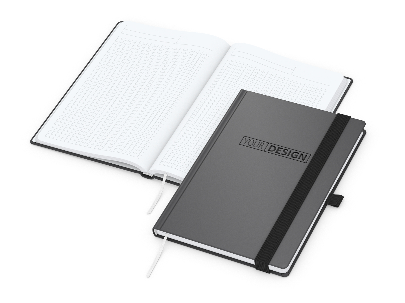 Notizbuch Vision-Book White Bestseller, A5, anthrazit inkl. Prägung schwarz-glänzend