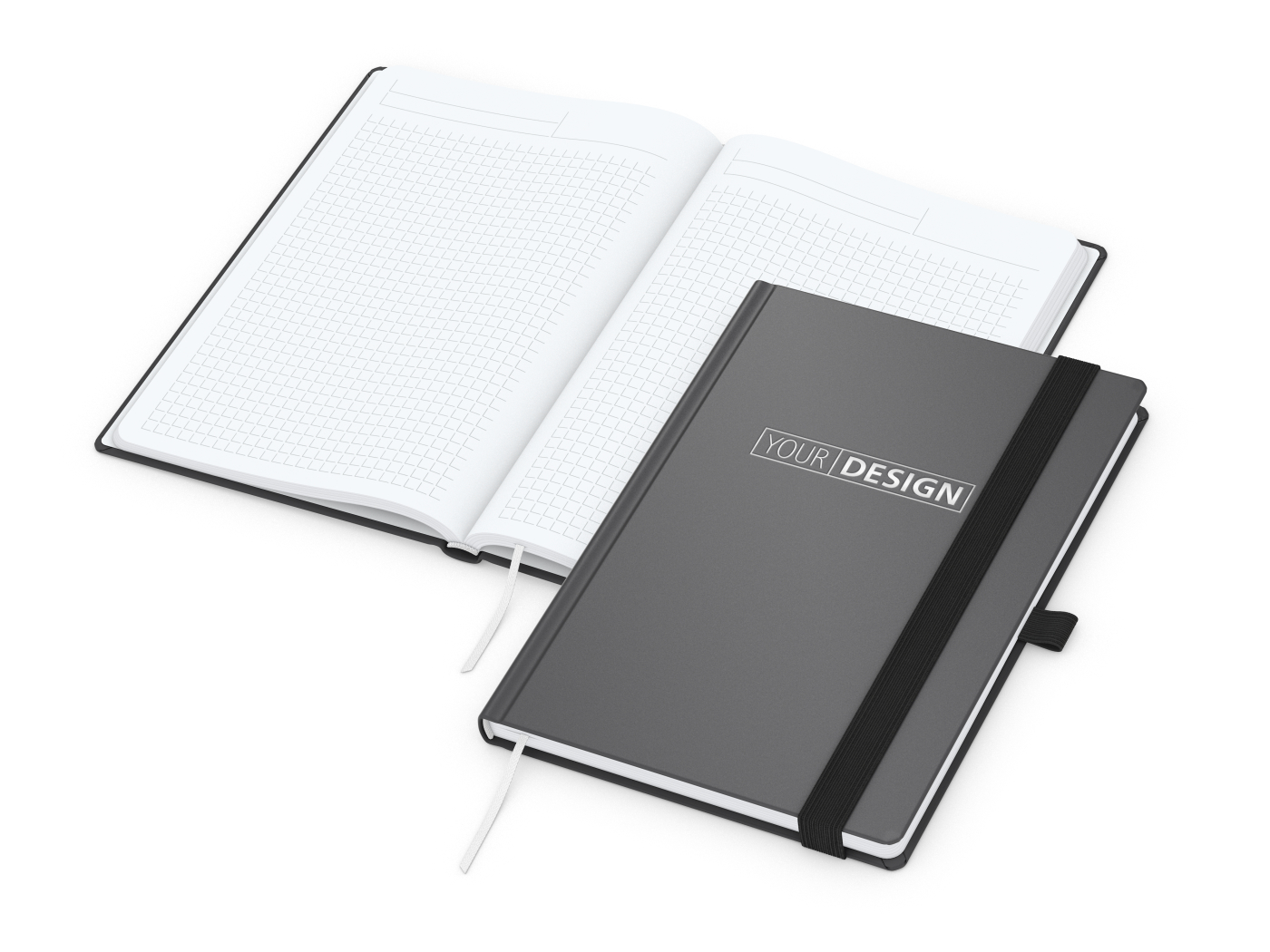 Notizbuch Vision-Book White Bestseller, A5, anthrazit inkl. Silberprägung