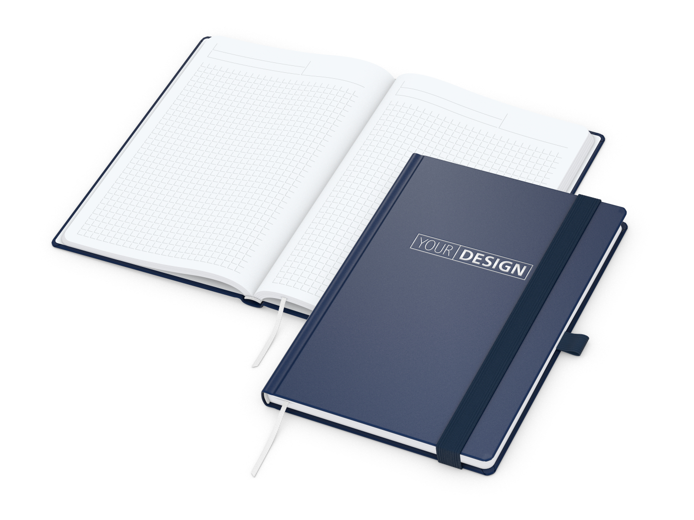 Notizbuch Vision-Book White Bestseller, A5, dunkelblau inkl. Silberprägung