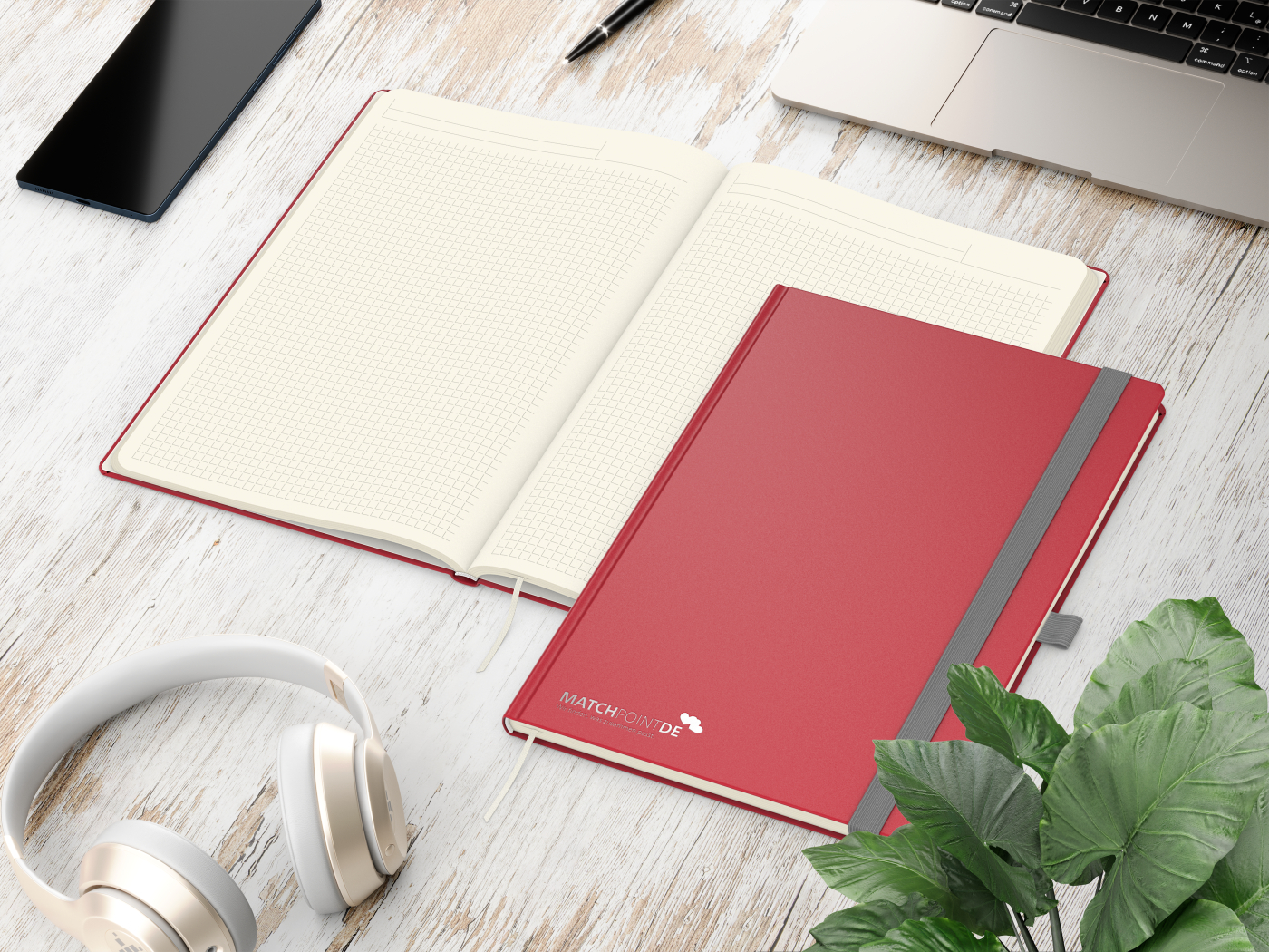 Notizbuch Vision-Book Creme Bestseller, A4, rot inkl. Silberprägung