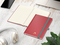 Notizbuch Vision-Book Creme Bestseller, A5, rot inkl. Goldprägung