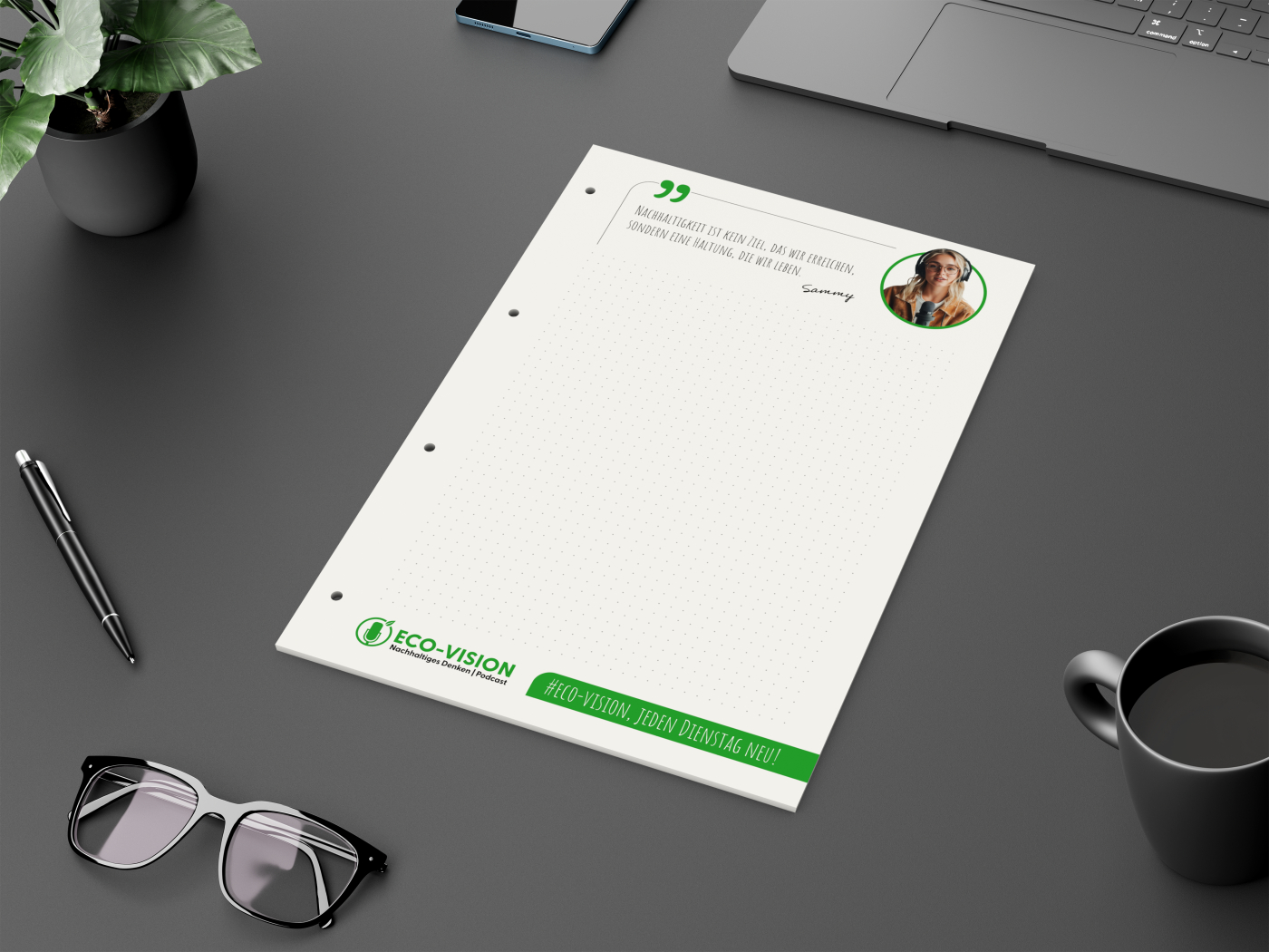 Schreibblock Recycling, A4, 50 Blatt mit 4fach-Abheftlochung