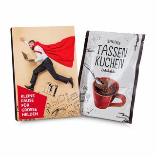 Geschenkartikel: Tassenkuchen 70 g, Pause für große Bürohelden 2K1357c