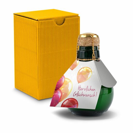 Origineller Sekt Herzlichen Glückwunsch - Karton Gelb, 125 ml 2K1358m1
