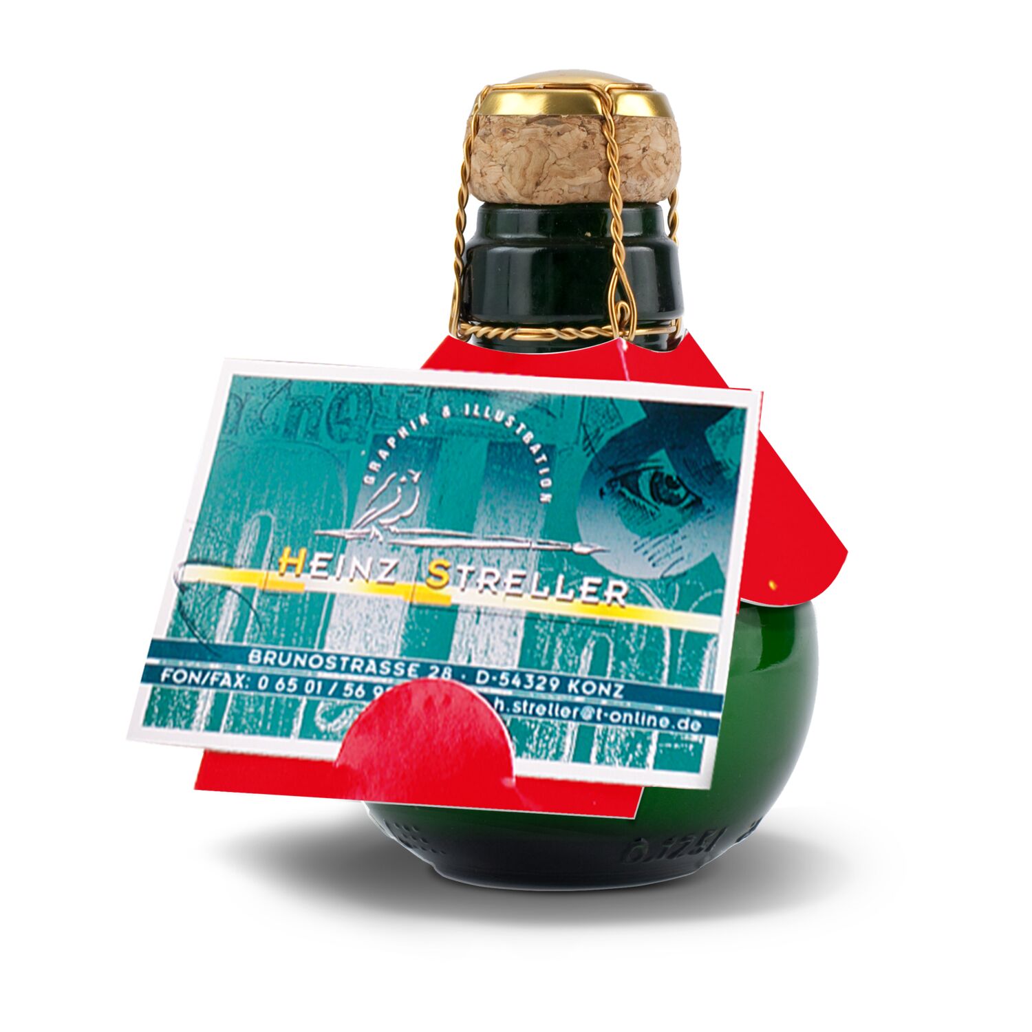 Kleinste Sektflasche der Welt Visitenkarteneinschub, 125ml 2K1540h