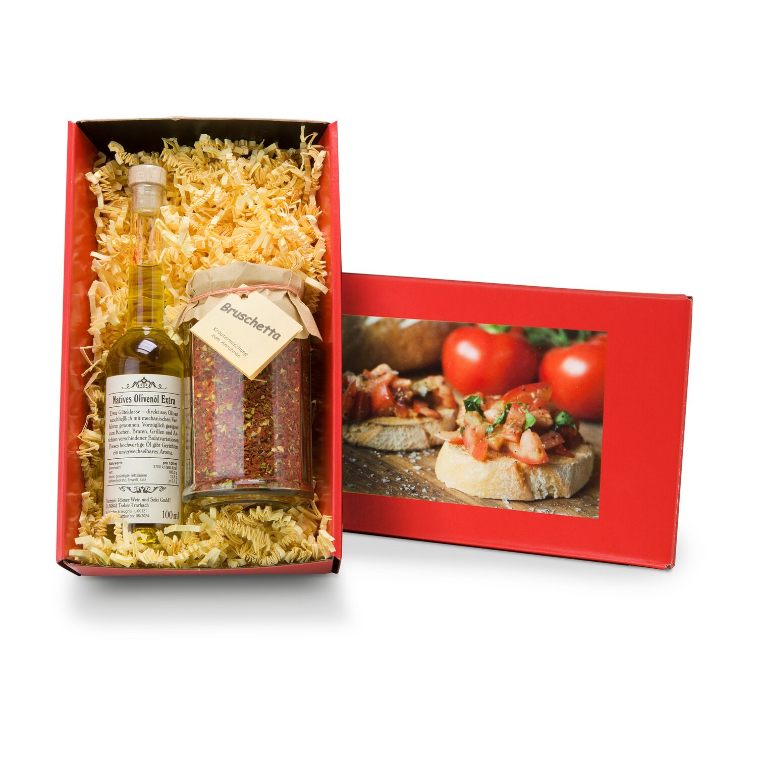 Bruschetta selbst zubereiten - kein Problem mit dieser Gewürzmischung & der Flasche Natives Olivenöl Extra. Lassen Sie es sich schmecken!